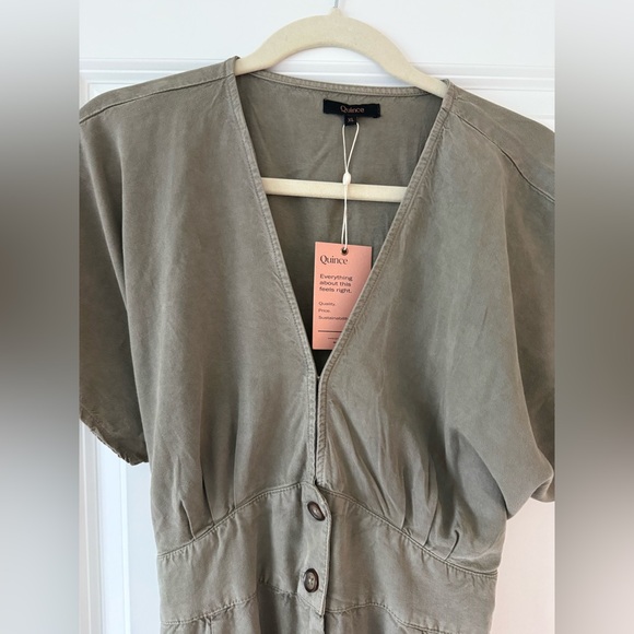 Quince Vintage Wash Tencel Button Front Dress Sage Green - Picture 7 of 10